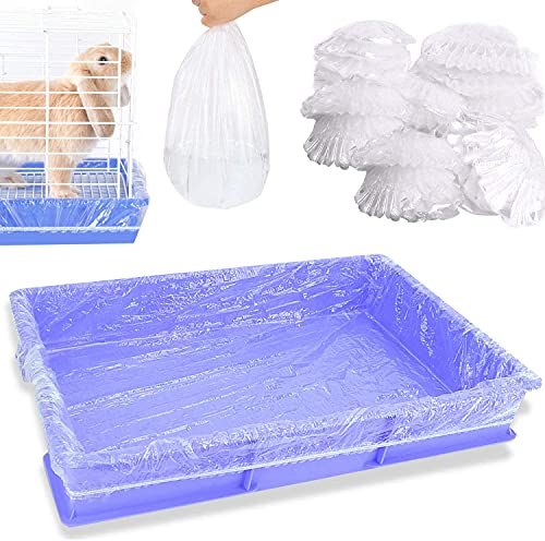 30 PCS Rabbit Cage Liners Disposable, Clear Plastic Bunny Cage Liner Bag Universal Toilet Film for Bunny Hamster Totoro Hedgehog and Small Animals Cage