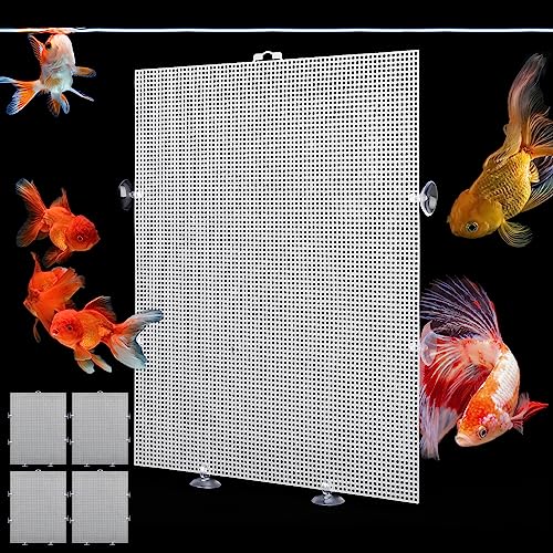 4 Pack Fish Tank Divider, Aquarium Divider Clear Grid Divider Tray Plastic Grid Cuttable Grid Plate Fish Separator with 24 Suction Cups DIY Designed Clear Easy to Bent Cut and Assemble 10 x 13"