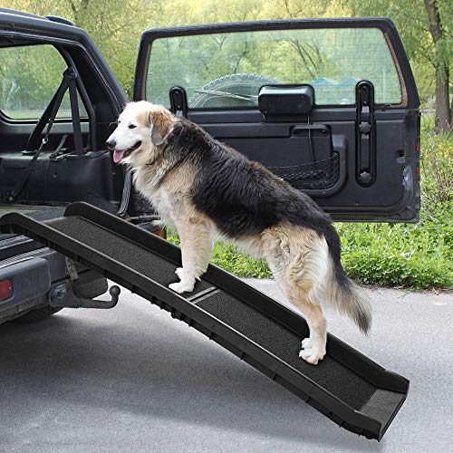 62”L Heavy Duty Portable Folding Dog Ramps for Large Dogs SUV, Truck Car Ramp Stairs Step Ladder for Pet, Non-Slip Design for High Bed,Stairs,Couch-Easy Storage,Supports up to 150 lb