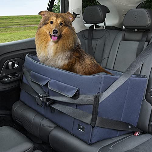 A4Pet Pet Dog Car Seat for Medium Dogs Large Dogs, 30 Inch Dog Booster Seat for Car with 2 Safety Leashes and Detachable Inner