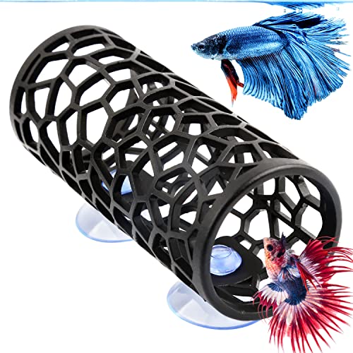 Abizoo Betta Tunnel, Betta cave Black,Hollow Betta Fish House Hideout for Aquarium,Fish Tank Decorations Safe Toys for Betta Shrimp Decor Accessories