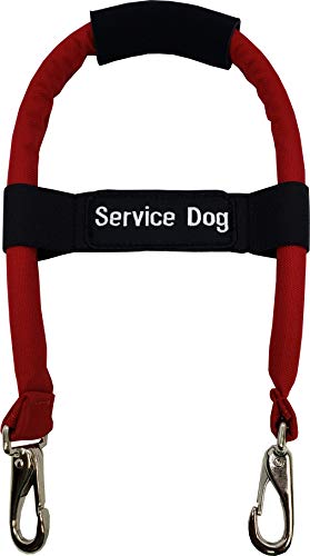 ActiveDogs Cordura Clip-on 12" K9 Bridge Handle w/Neoprene Handle + Elastic Adjustable Service Dog ID Patch - Red