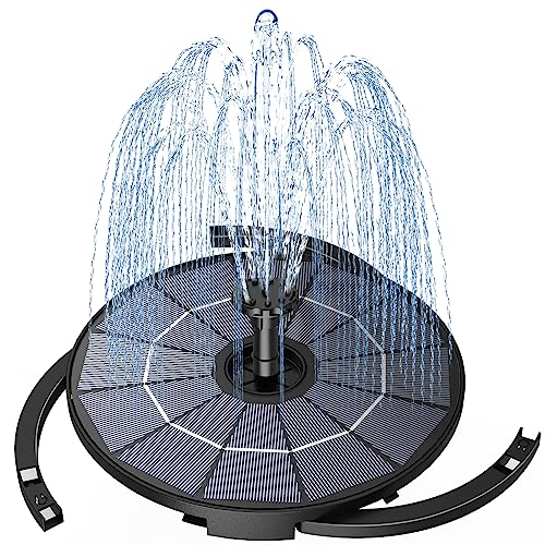 AISITIN 2.8W DIY Solar Fountain Pump for Water Feature with 3.9ft Cord, Solar Bird Bath Fountain with 6 Nozzles, Solar Powered Water Floating Fountain for Bird Bath, Garden, Ponds Fish Tank, Outdoor