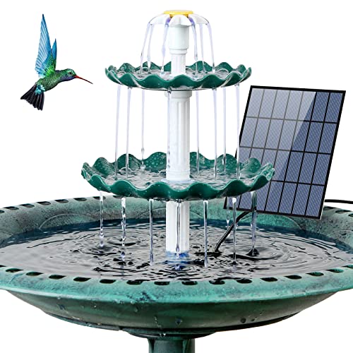 AISITIN 3 Tiered Bird Bath with 3.5W Solar Pump, DIY Solar Fountain Detachable and Suitable for Bird Bath, Garden Decoration, Outdoor Bird Feeder