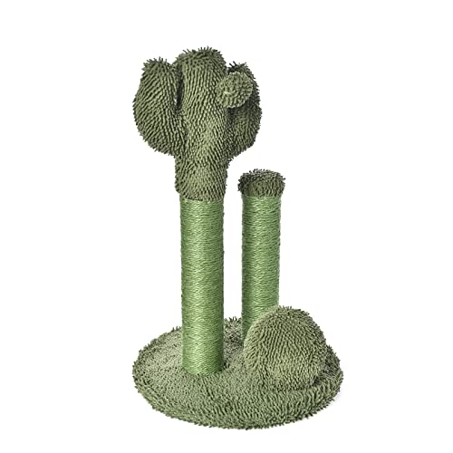 Amazon Basics Cactus Cat Scratching Triple Posts with Dangling Ball, Large, 26.6 inches, Green