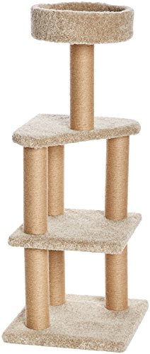 Amazon Basics Cat Tree Indoor Climbing Activity Tower with Scratching Posts, Large, 17.7" x 45.9", Beige