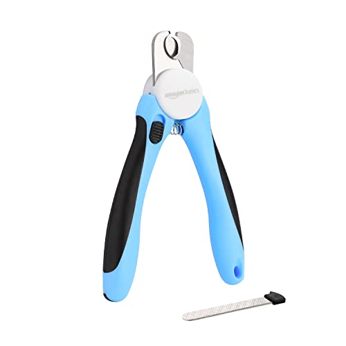 Amazon Basics Pet Nail Clipper and File Professional Grooming Tool with Non-Slip Handle and Safety Guard