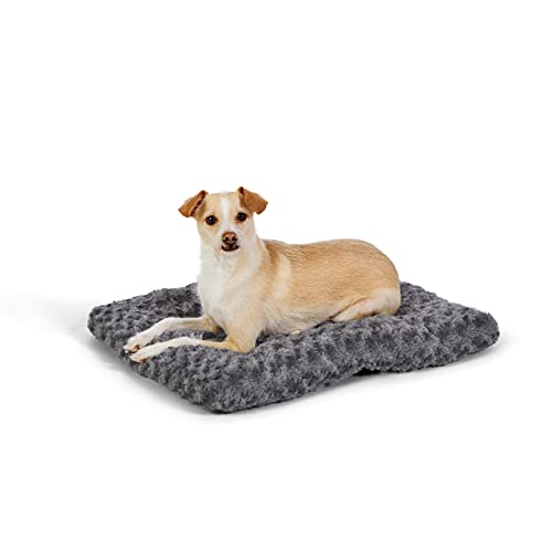 Amazon Basics Plush Pet Bed and Dog Crate Pad, X-Small, 23 x 18 x 2.5 Inches, Gray Swirl