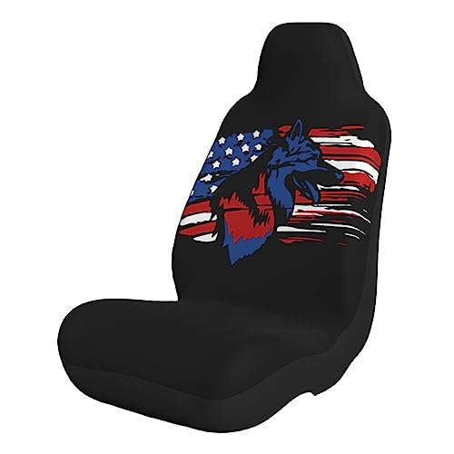 American Flag German Shepherd Front Seat Covers Fits Most SUV Cars Trucks Van Sedan 2 PCS