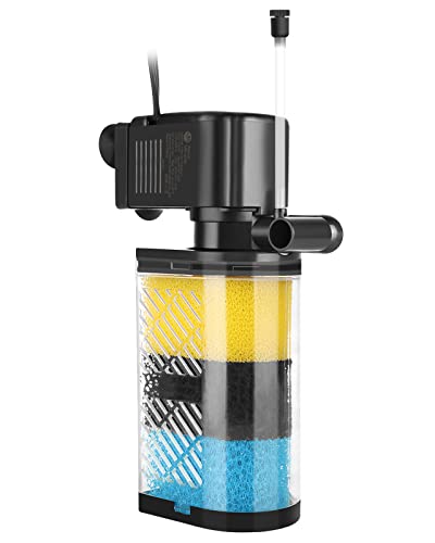 AquaMiracle Aquarium Filters 3-Stage Aquarium Filter in-Tank Filter Internal Aquarium Filter Fish Tank Filter Turtle Filter for 60-80 Gallon Fish Tanks with Aeration, Flow Direction Adjustable