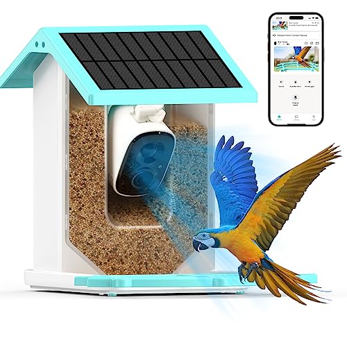 AUXCO Bird Feeder with Camera, Newest Solar Smart Bird Feeder Camera Wireless Outside, 1080P HD Real Time Bird Camera Feeders, Auto Capture Bird Videos & Notify Video Bird Camera, Gifts for Parents