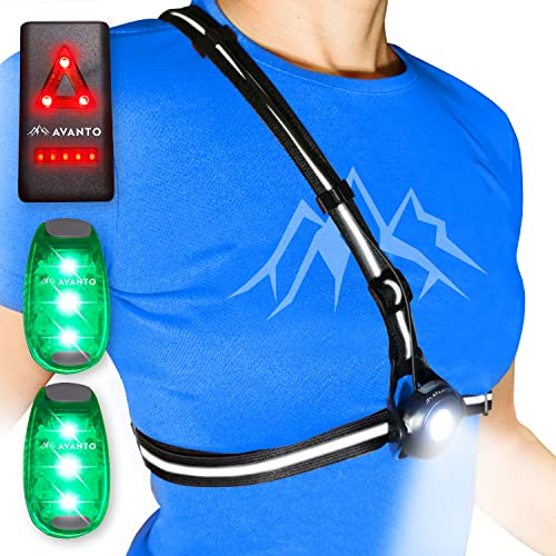 AVANTO Chest Light and LED Safety Light(2pcs), Dog Walking Light Set, Night Safety for Walking, Dogs, Bike, Stroller, Running, Reflective Gear for Runners, Dog Light Clip and Bicycle Safety