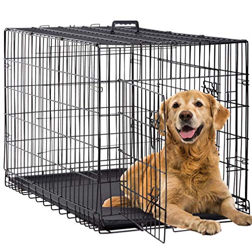 BestPet 24,30,36,42,48 Inch Dog Crates for Large Dogs Folding Mental Wire Crates Dog Kennels Outdoor and Indoor Pet Dog Cage Crate with Double-Door,Divider Panel, Removable Tray and Handle,42 inch
