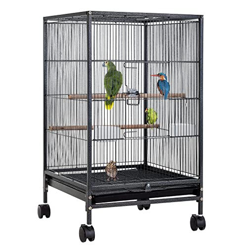 BestPet 35 inch 53 inch Wrought Iron Bird Cage with Play Open Top and Rolling Stand,Large Parrot Cage Bird Cages for Parakeets,Cockatiel, Canary, Finch, Lovebird, Parrotlet,Pigeons (35 inch)