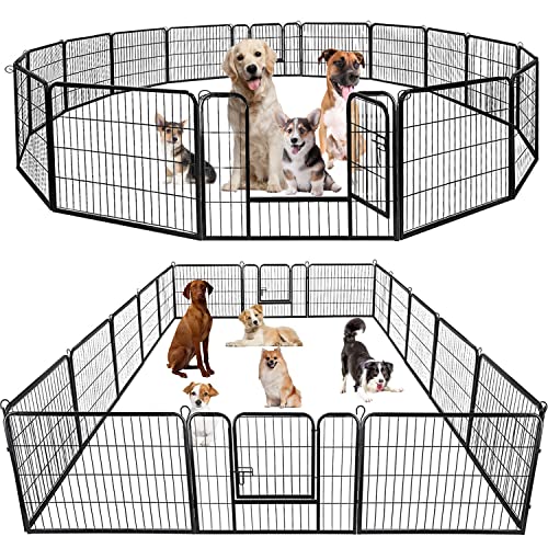 BestPet Dog Playpen Pet Dog Fence 24"/ 32" /40" Height 8/16/24/32 Panels Metal Dog Pen Outdoor Exercise Pen with Doors for Large/Medium/Small Dogs,Pet Puppy Playpen for RV,Camping,Yard