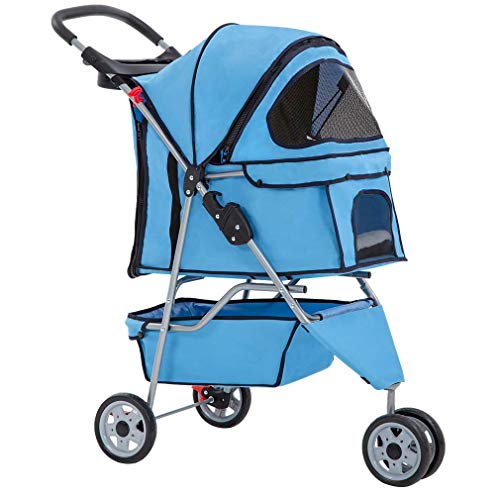 BestPet New Pet Stroller Cat Dog Cage 3 Wheels Stroller Travel Folding Carrier T13