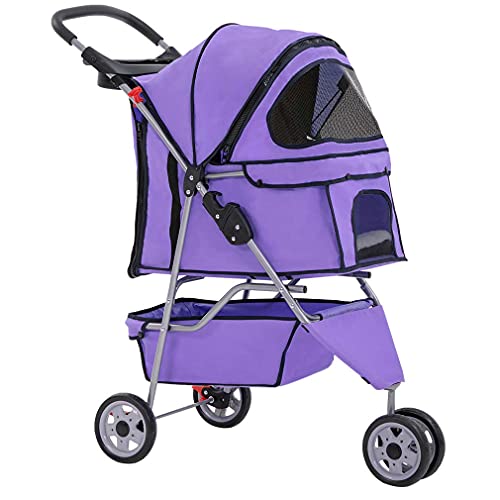 BestPet Pet Stroller Cat Dog Cage 3 Wheels Stroller Travel Folding Carrier