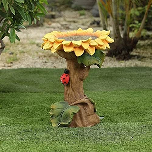 Bird Bath for Outdoor, Beautiful Resin Sunflower Birdbath, Hand-Made Weather-Resistant Bird Bath Bowl Garden Statue Basin, Bird Feeding Station for Yard #Daily