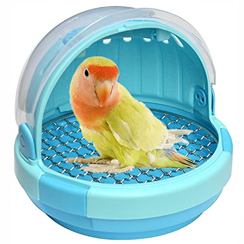 Bird Carrier with Handle - Parrot Carrier Lightweight Portable Pets Suitcase Transparent Breathable Warm Nest Bed for Parakeet Macaw Cockatiels Conure Lovebird Parrot Birds Accessories (Blue)