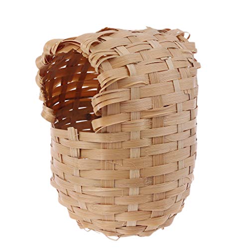 Bird Houses, Natural Bamboo Bird House Hand Made Finch Hideout Cage Toy Outdoor Hut Shelter