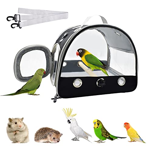 Bird Travel Carrier with Standing Perch,Lightweight Breathable Parrot Outgoing Bags, Small Pet Carrier Bag with Shoulder Strap,Bird Rat Guinea Pig Squirrel Carrier