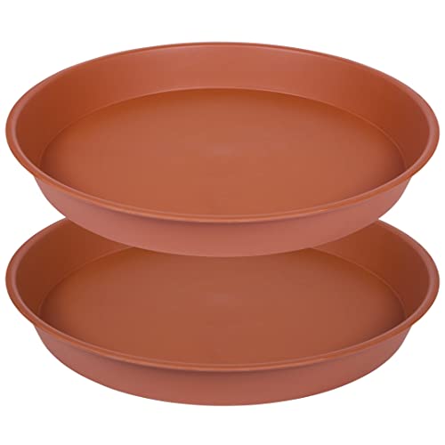 Bleuhome 2 Pack of Bird Bath Bowl 14 inch, 1.6" Depth, 12 14 16 18 19 inch Heavy Duty BirdBath Bowls only, Plastic Round Large Plant Saucer Dish for Garden (14", Terracotta)