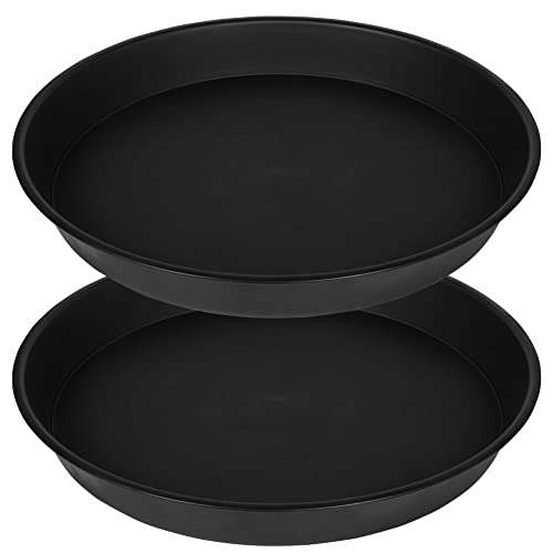 Bleuhome 2 Pack of Bird Bath Bowl 18 19 inch, 2.7" Depth, 20 21 22 23 24 25 26 inch Heavy Duty BirdBath Bowls only, Plastic Round Large Plant Saucer Dish for Garden (19", Black)