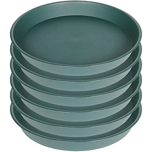 Bleuhome 6 Pack of Bird Bath Bowl 8 inch, 8 10 12 14 16 18 20 inch Heavy Duty BirdBath Bowls only, Durable Plastic Round Large Plant Saucer Dish for Garden (8", Green)