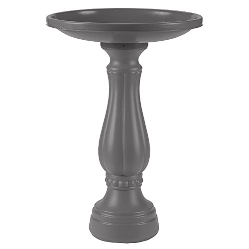 Bloem 270-908 Promo Bird Bath with Pedestal 25" x 17", Charcoal Gray