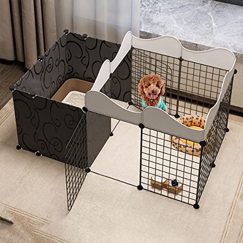 BNOSDM Dog Pet Playpen, Puppy Cage Indoor Portable Metal Wire Fence Yard with Door Small Animal Exercise Pen for Small-Sized Dog, Cat, Rabbit, Guinea Pigs, Ferret