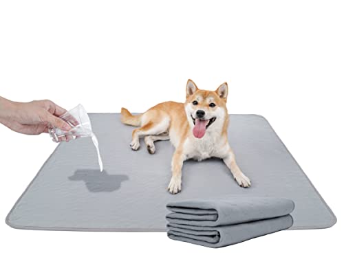 BODISEINT Washable Dog Pee Pads, Quilted Reusable Puppy Pee Pads for Dogs, Whelping Pads Dog Bed Pen Mat Absorbent Pet Dog Potty Training Pads for Playpen, Crate(36 x 41 Inch (2 Pack,Gray))