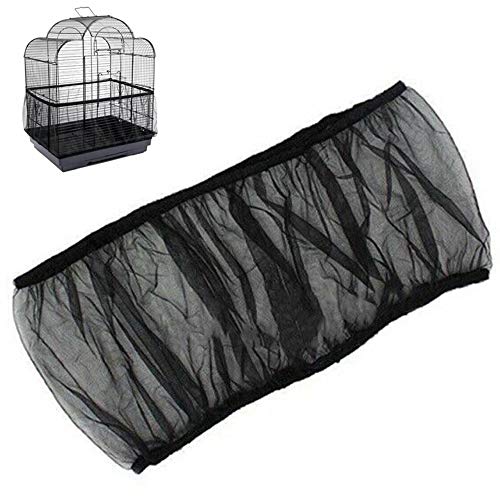 BSBMIEQM Universal Bird Cage Seed Catcher,Seed Catcher Guard Net Cover,Parrot Nylon Mesh Net Cover,Soft Airy Cage Net Stretchy Skirt for Round Square Cages(Circumference 50 inch to 90 inch，Black)…