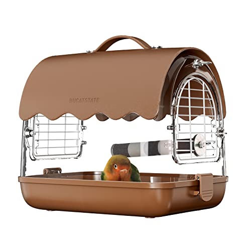BUCATSTATE Bird Carrier Backpack with Perch, Transparent Travel Bird Cage Bag Lightweight with Shade Cover, Visible Window for Parrots, Small Cockatiels, Budgie and Other Similar Size Birds