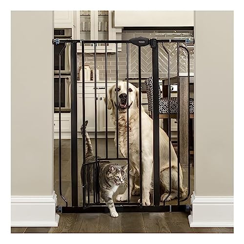 Carlson Extra Tall Walk Through Pet Gate with Small Pet Door, Includes 4-Inch Extension Kit, 4 Pack Pressure Mount Kit and 4 Pack Wall Mount Kit, Black