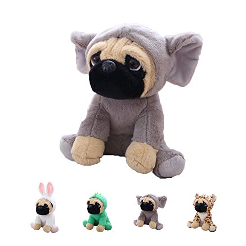 CASAGOOD Cute Pug Stuffed Animal Cosplay as Gray Elephant Plush Toys Soft Pug Dog Toy in Elephant Costume, Great Plushies Toys Stuffed Animals for Kids,10 Inch