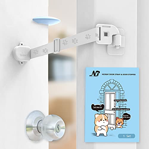 Cat Door Latch with Door Stopper for Dog Proof Cat Feeding Station and Prevent Door from Slamming. Door Strap Latch Installs in Seconds, No Need for Hassle Cat Door