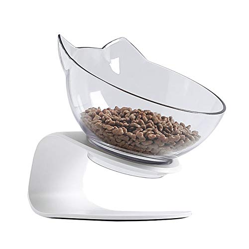 Cat Elevated Bowl with Raised Stand, 15° Tilted Neck Guard Stand Raised Pet Food Water Feeder Bowl for Cats or Small Dogs