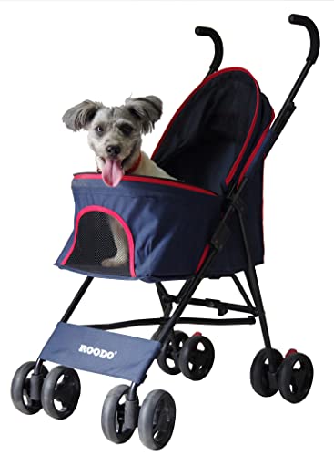 Cat Stroller Dog Stroller Compact Lightweight Portable Jogger Travel for Small Dogs and Cats Pet Stroller Under 12LB (Blue)