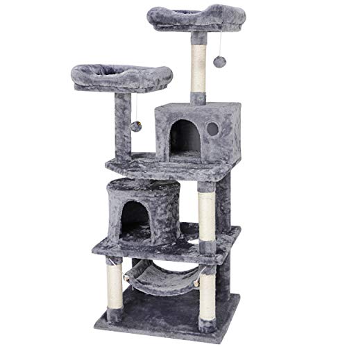 Cat Tree Cat Tower for Indoor Cats 57Inch Cat Condo Cat Bed Furniture with Scratching Posts & Condo for Cats Kitten Activity Cente