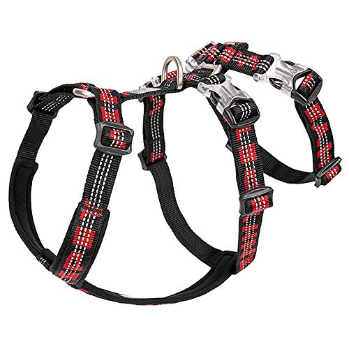 Chai's Choice - Premium No-Pull Dog Harness - Double H Trail Runner, 3M Reflective Vest for Dogs (X-Small, Black/Red)