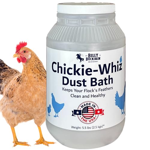 Chickie - Whiz Dust Bath 5.5lb Chicken Dust Bath, Keeps Feathers and Chickens Healthy, Durable Tub with Screw Cap, by Billy Buckskin Co.