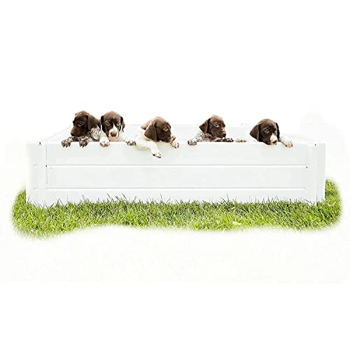 Clean Earth Works Whelping Box for Puppies - 48” x 48” - White Large Vinyl Plastic Whelping Box & Puppy Playpen, Good for All Animals - Indoors & Outdoors - 48”L x 48”W x 11”H