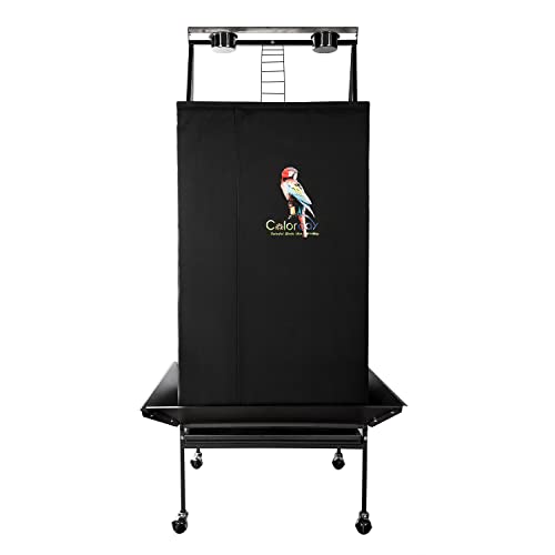 Colorday Good Night Bird Cage Cover for Large Bird Cage with Play Top (Patent Pending), Black 68"