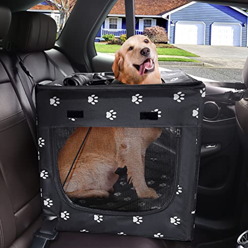 Cullaby Large Dog Car Seat for Large Dogs, Pet Car Seat for Medium Dogs Under 50lbs, Safe and Comfortable Car Dog Bed (Dog Paw)