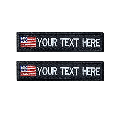 Custom Name Patches, 2pcs Personalized Military Name Patch Embroidery USA Flag Name Tactical Tag for Uniform Vest Bags Dog Harness Jacket Clothing