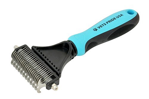 Deshedding Brush with Double-Sided Blade For Cats and Dogs - Professional Grooming Tool for Dog Comb Easy Detangling, Dematting, Brushing - Safe, Gentle Undercoat Rake for Medium & Long-Haired dogs