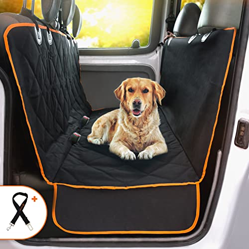 Dog car seat Cover for Back seat for Cars & SUVs - Durable pet car seat Cover Backseat Protector, Nonslip Dog Hammock for car, Waterproof Scratchproof Rear seat Cover Against Dirt, Fur, W/Side Flaps