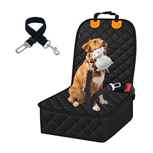 Dog Car Seat Cover for Front Seat, Scratchproof Car Seat Cover for Dogs, 100% Waterproof,with Dog Harness, Anti-Slip, Wear Resistance Fit for Cars, Trucks, SUVs, Jeeps. (Color : Black)