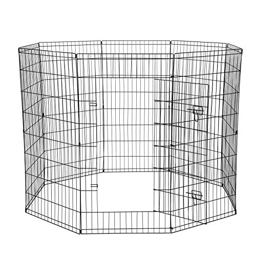 Dog Exercise Pen Pet Playpens for XX-Large Dogs - Puppy Playpen Outdoor Back or Front Yard Fence Cage Fencing Doggie Rabbit Cats Playpens Outside Fences with Door - 48 Inch Metal Wire 8-Panel Foldable