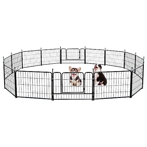 Dog Pens Outdoor, 16 Panel 24 inch Dog Playpen for Puppy/Small Dogs, Heavy Duty Metal Fences for Dog Outside Camping, RV, Yard